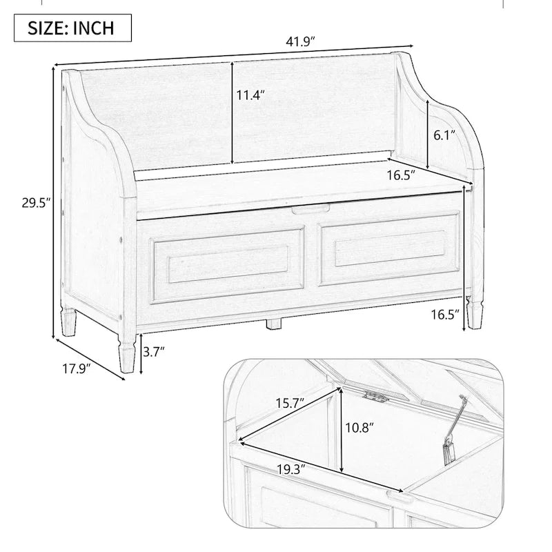 Panca contenitore multifunzione in legno stile rustico per ingresso