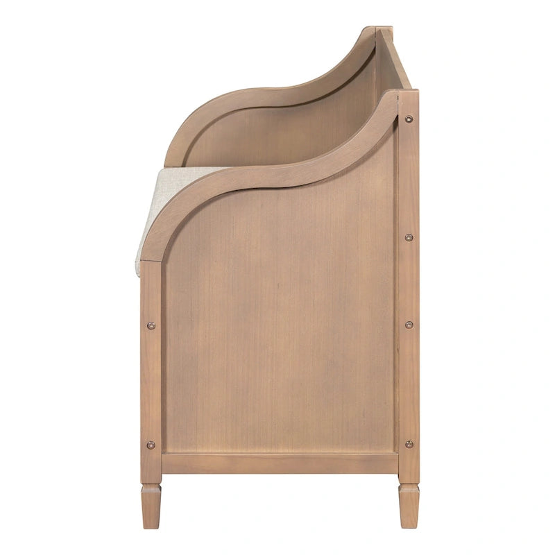 Panca contenitore multifunzione in legno stile rustico per ingresso