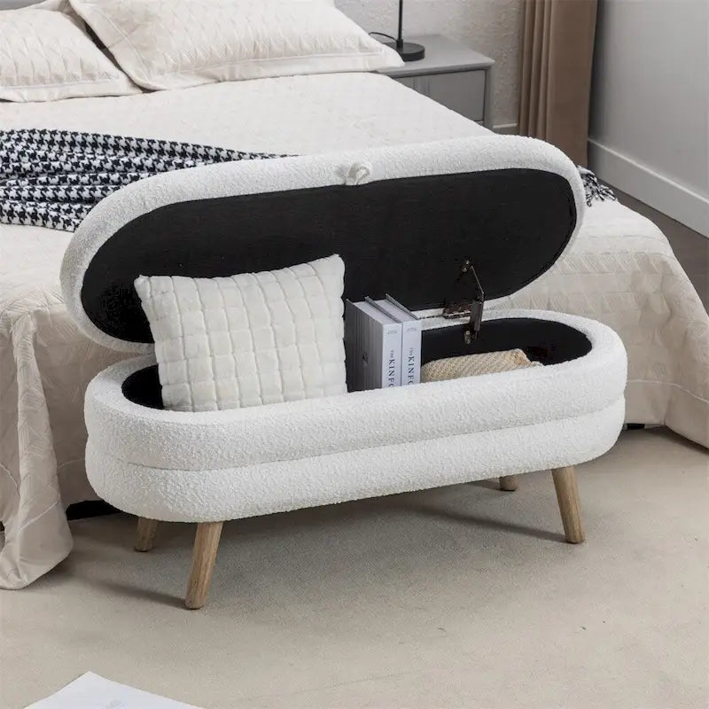 Panca contenitore in tessuto per camera da letto