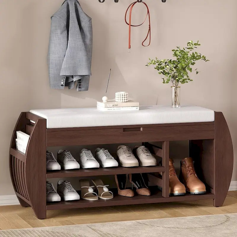 Panca contenitore con ripiano aperto