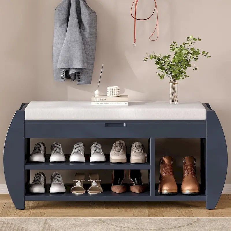 Banc de rangement avec étagère ouverte