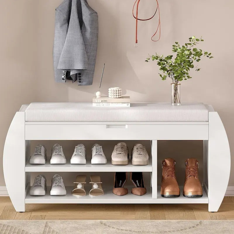Banc de rangement avec étagère ouverte