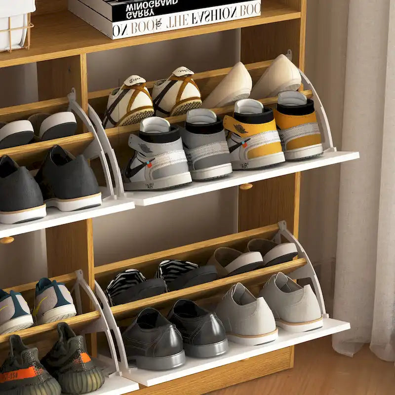 Shoe Storage Cabinet with 4 Drawers, Shoe Rack Organizer with Freestanding Shoe Cabinet with -tip