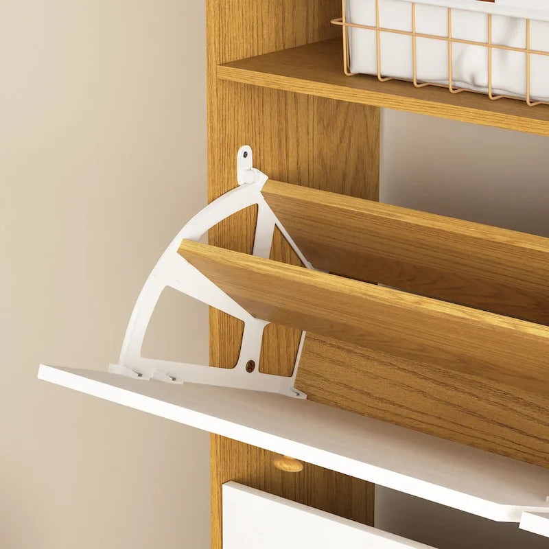 Shoe Storage Cabinet with 4 Drawers, Shoe Rack Organizer with Freestanding Shoe Cabinet with -tip
