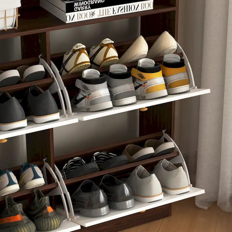 Shoe Storage Cabinet with 4 Drawers, Shoe Rack Organizer with Freestanding Shoe Cabinet with -tip