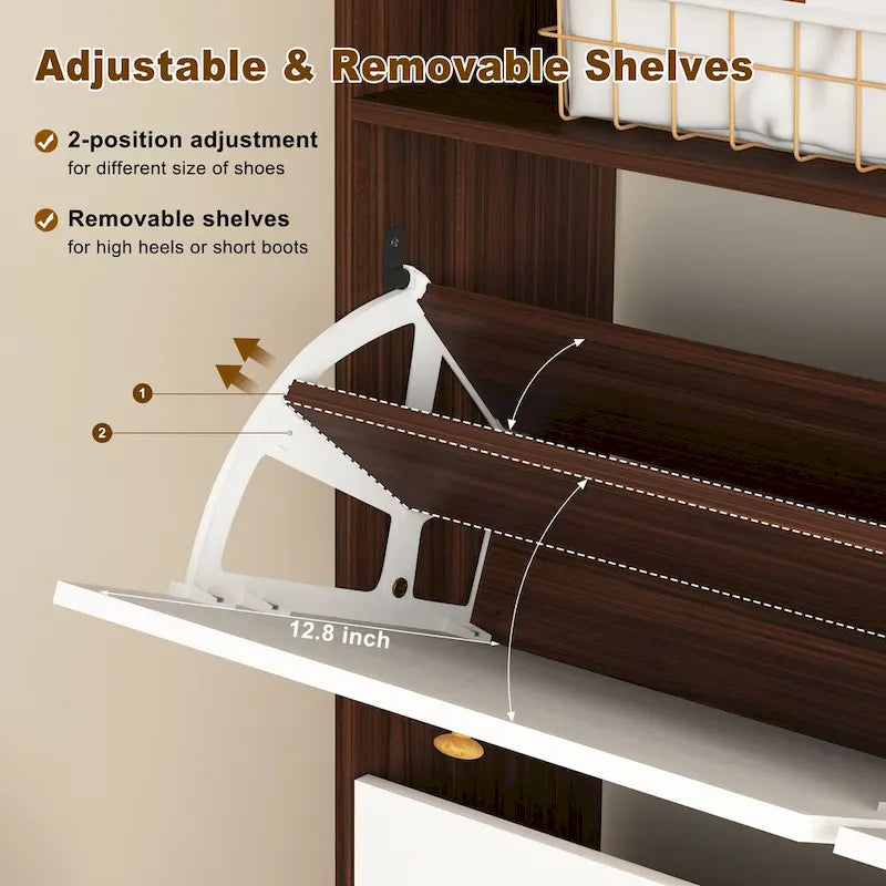 Shoe Storage Cabinet with 4 Drawers, Shoe Rack Organizer with Freestanding Shoe Cabinet with -tip