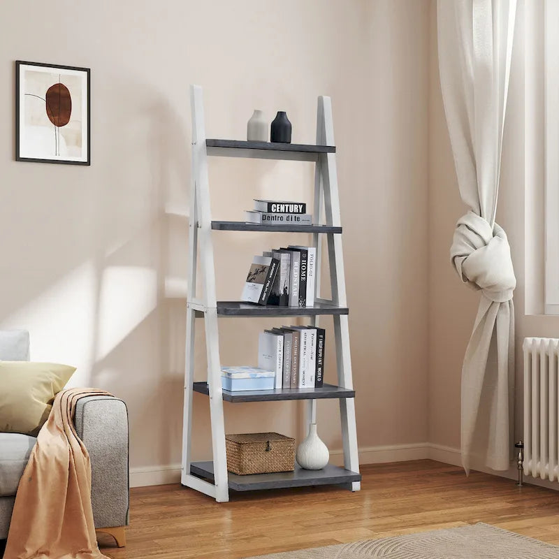 Multifunctionele plank met 5 niveaus en houten opbergrek, voor de woonkamer en het kantoor