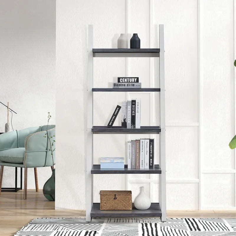 Multifunctionele plank met 5 niveaus en houten opbergrek, voor de woonkamer en het kantoor