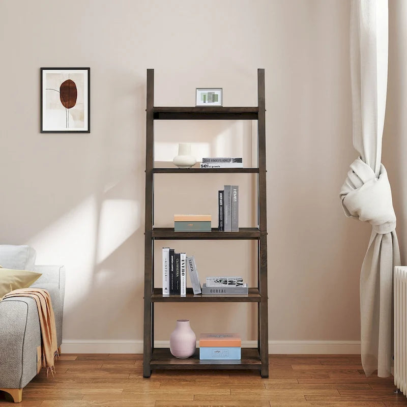 Multifunctionele plank met 5 niveaus en houten opbergrek, voor de woonkamer en het kantoor