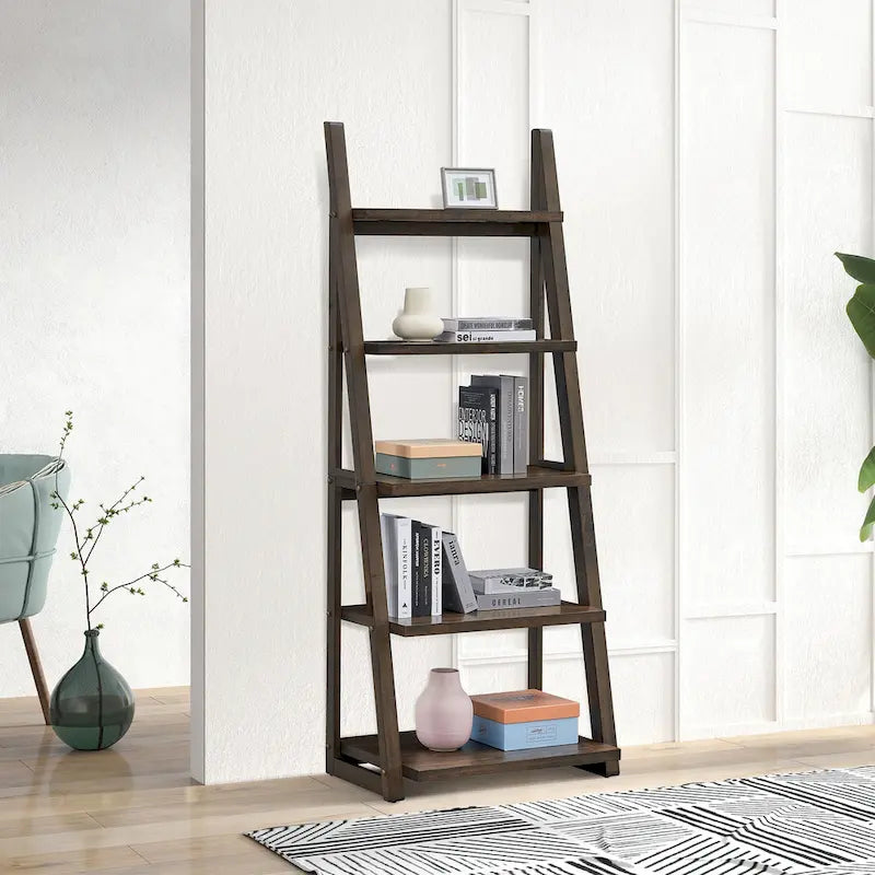 Multifunctionele plank met 5 niveaus en houten opbergrek, voor de woonkamer en het kantoor