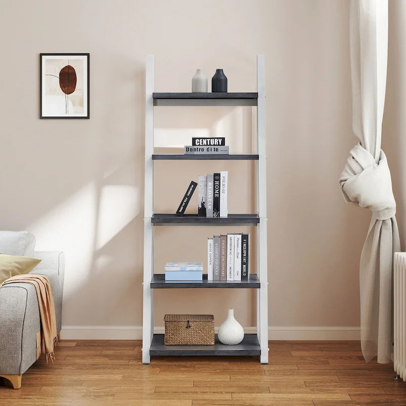 Multifunctionele plank met 5 niveaus en houten opbergrek, voor de woonkamer en het kantoor