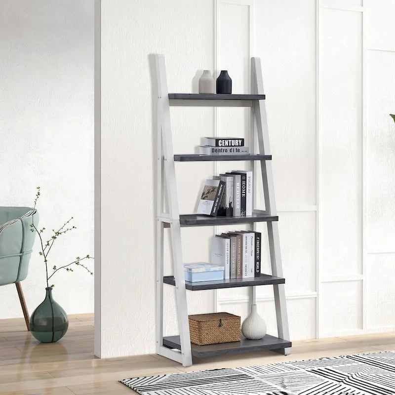 Multifunctionele plank met 5 niveaus en houten opbergrek, voor de woonkamer en het kantoor
