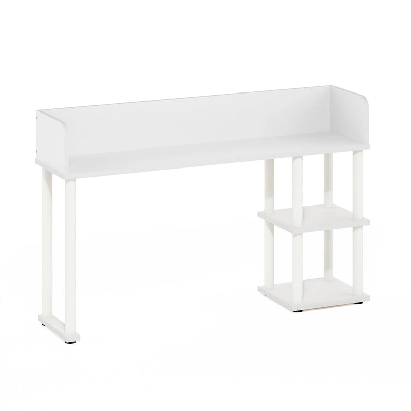 Furinno Classic Desktop Bookshelf Storage Hutch, Desk Organizer with 3 Shelves, White/White