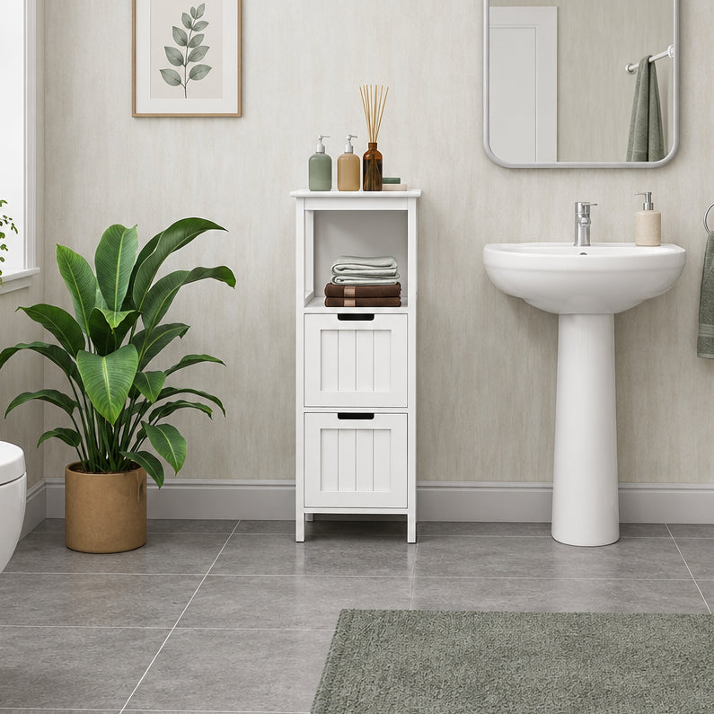 Bathroom Floor Cabinet with 2 Drawers and 1 Storage Shelf