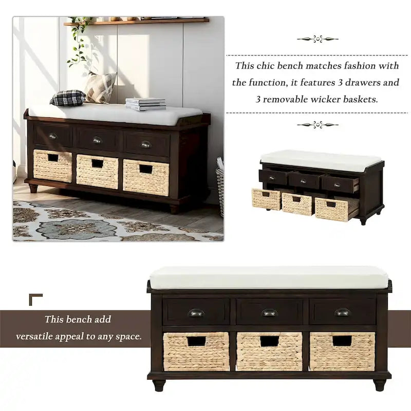 Acacia Wood Storage Bench