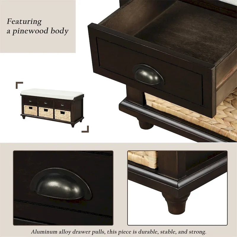 Acacia Wood Storage Bench