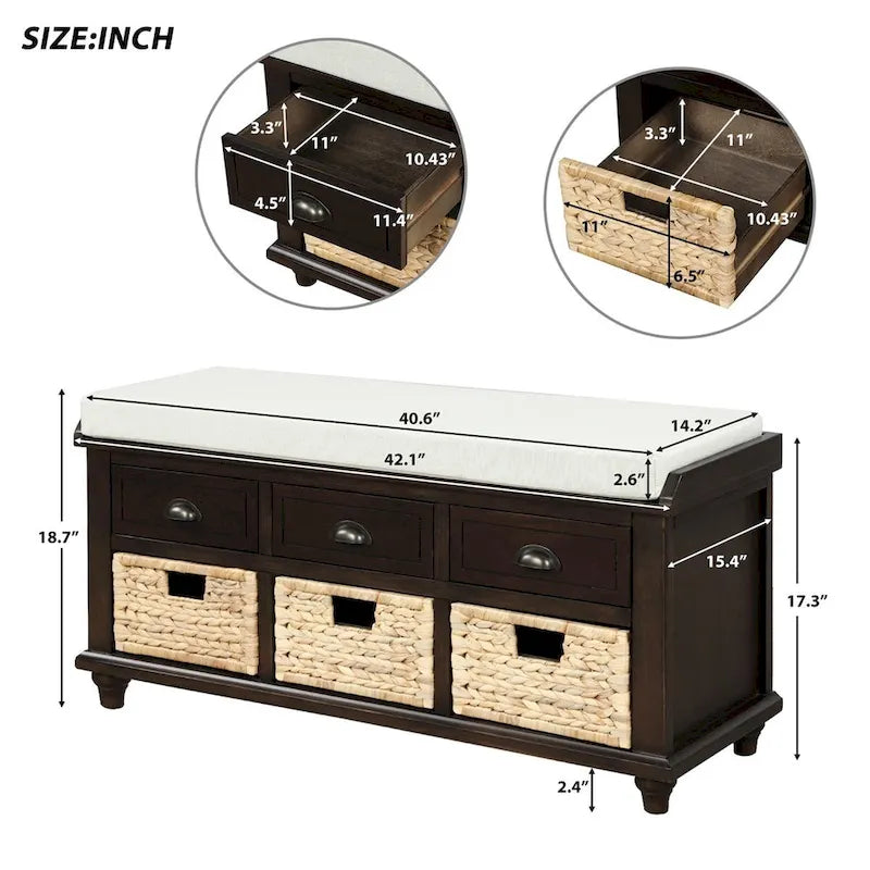 Acacia Wood Storage Bench
