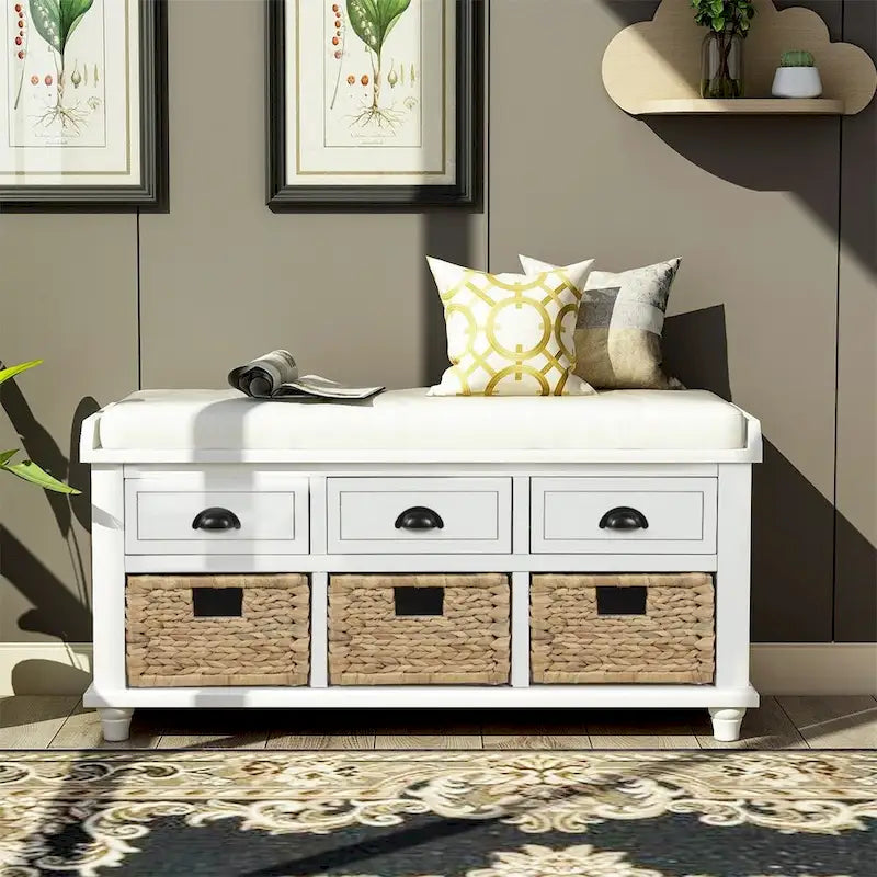 Acacia Wood Storage Bench
