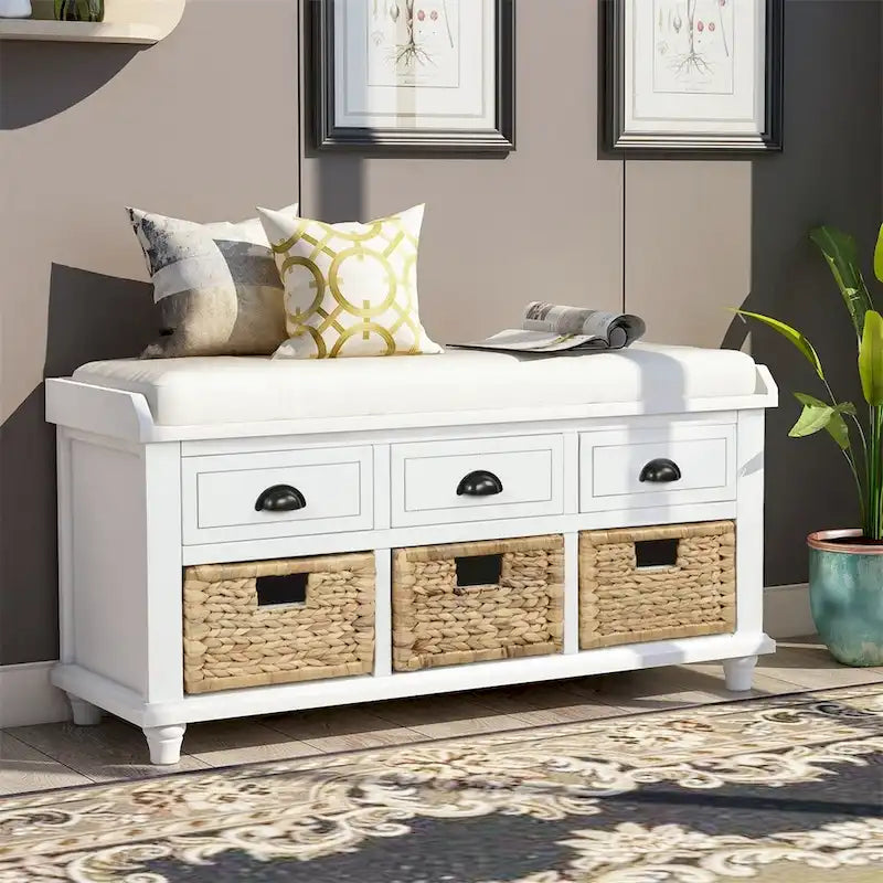 Acacia Wood Storage Bench