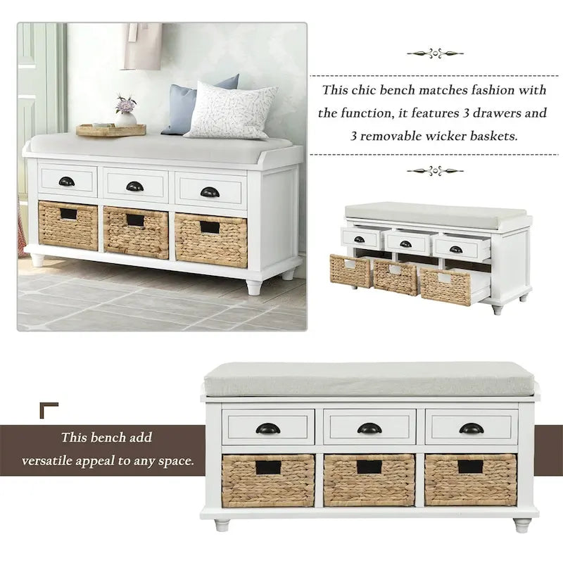 Acacia Wood Storage Bench