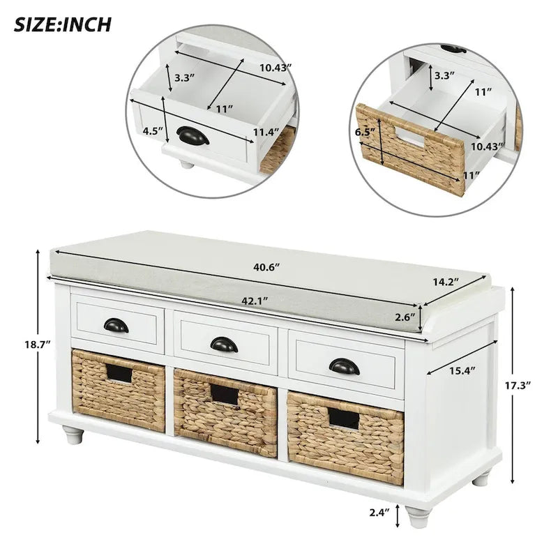 Acacia Wood Storage Bench