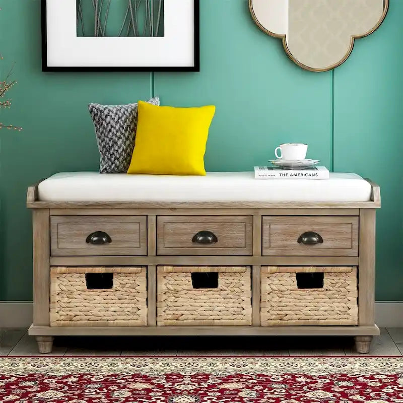 Acacia Wood Storage Bench