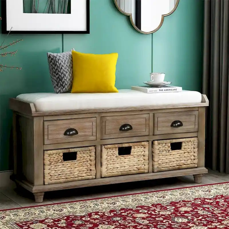 Acacia Wood Storage Bench