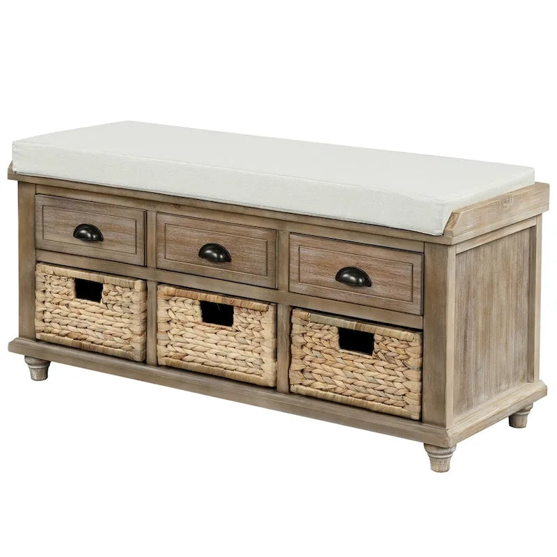 Acacia Wood Storage Bench