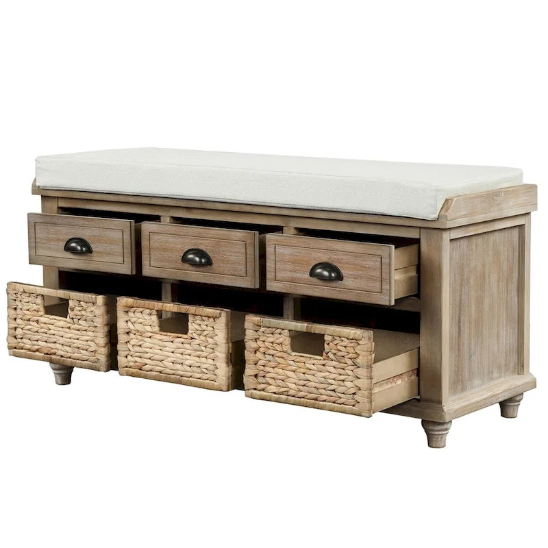 Acacia Wood Storage Bench