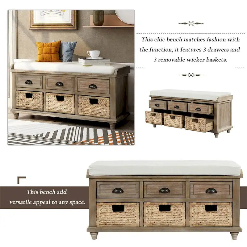 Acacia Wood Storage Bench