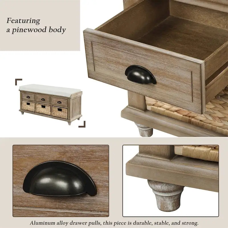 Acacia Wood Storage Bench