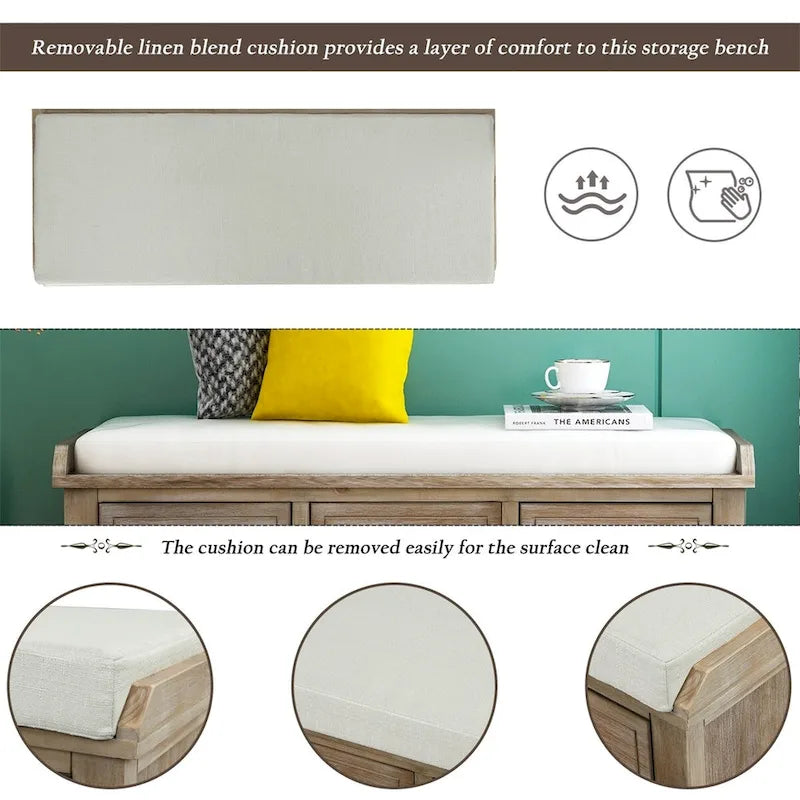 Acacia Wood Storage Bench