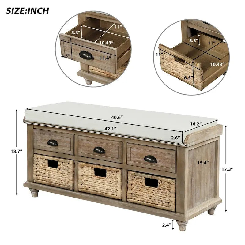 Acacia Wood Storage Bench