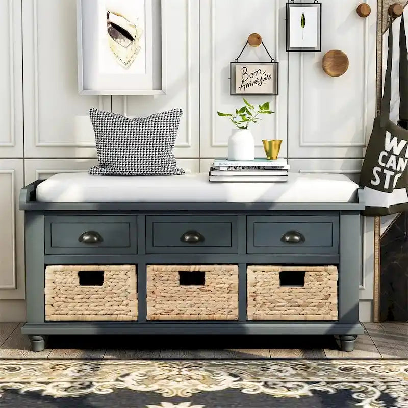 Acacia Wood Storage Bench