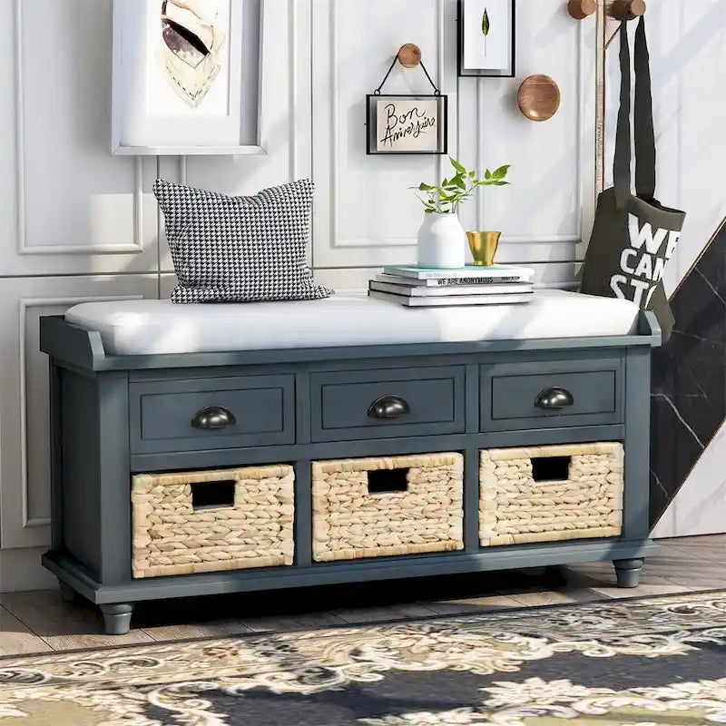 Acacia Wood Storage Bench