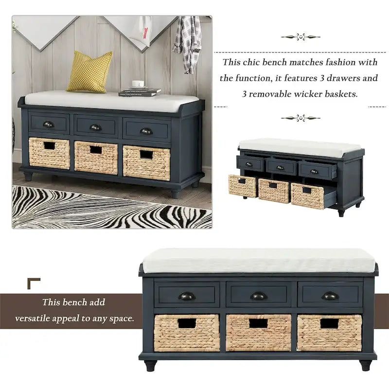Acacia Wood Storage Bench