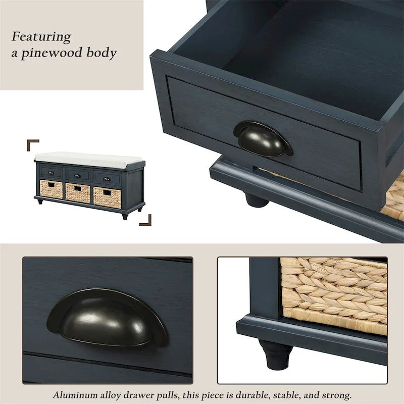 Acacia Wood Storage Bench
