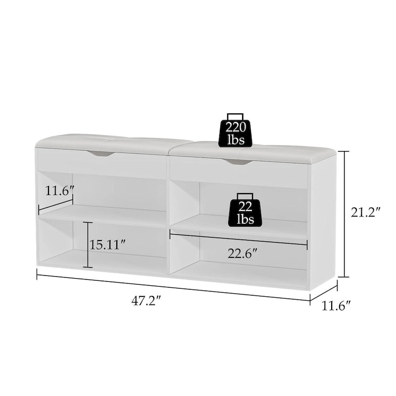 Banco de arrumação para calçado, banco-estante para calçado, banco-prateleira para calçado, armário de arrumação