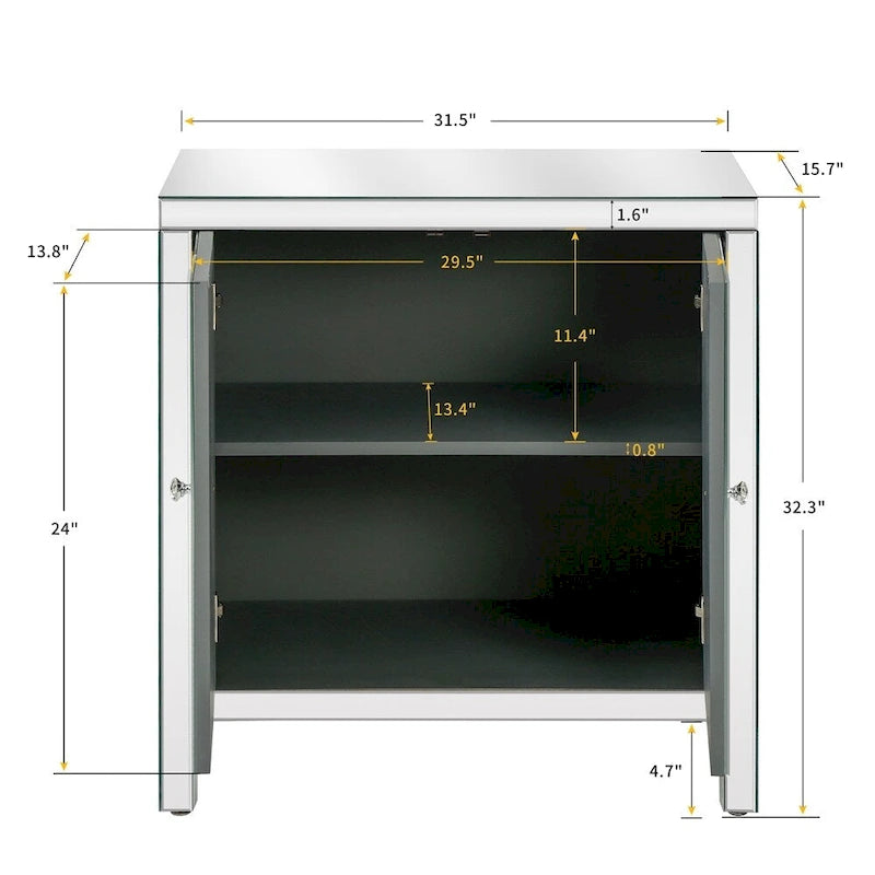 Mobiletto contenitore decorativo con specchio argentato