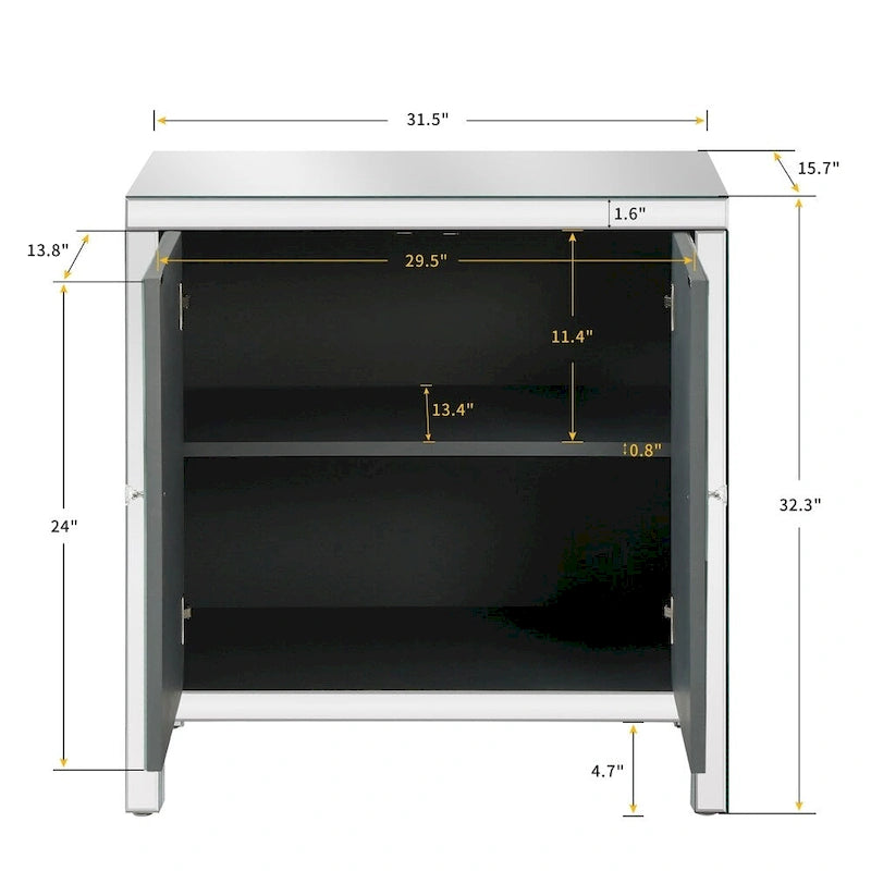 Mobiletto contenitore decorativo con specchio argentato