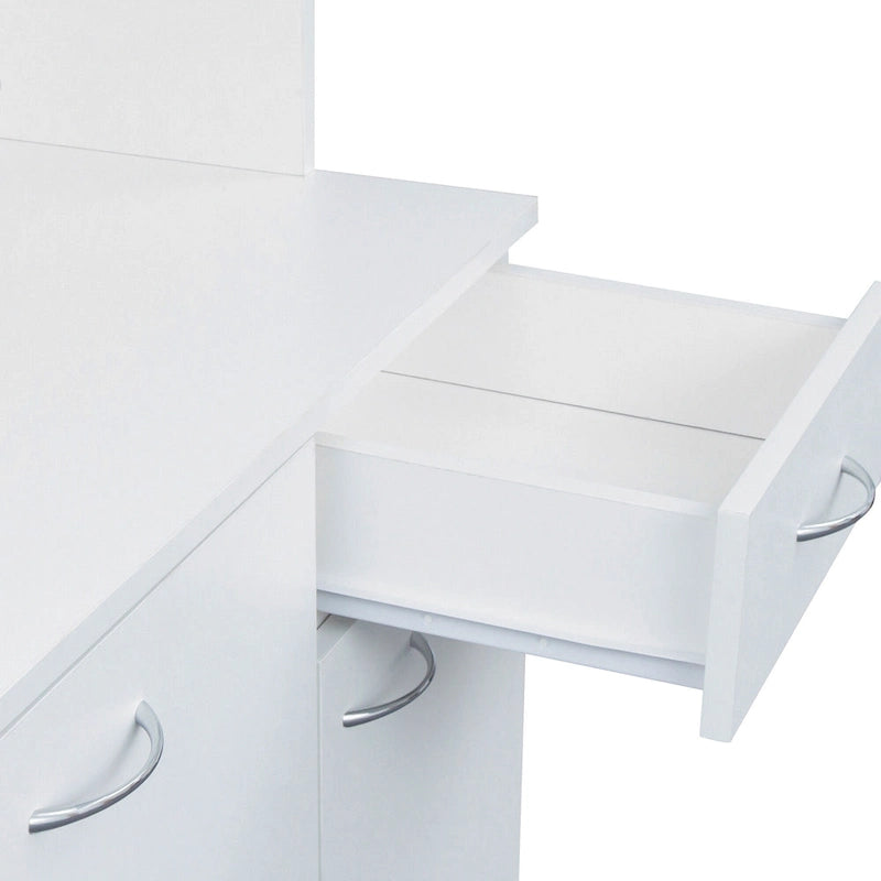 Credenza dispensa da cucina alta 71 bianca con 6 ante, 1 ripiano aperto e 1 cassetto - 39.37W x 15.35 D x70.87H