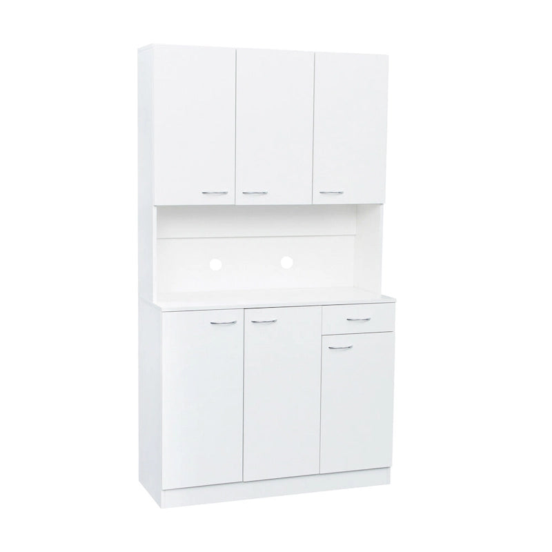 Credenza dispensa da cucina alta 71 bianca con 6 ante, 1 ripiano aperto e 1 cassetto - 39.37W x 15.35 D x70.87H