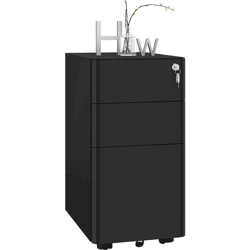 Modern 3-Drawer Mobile Steel File Cabinet