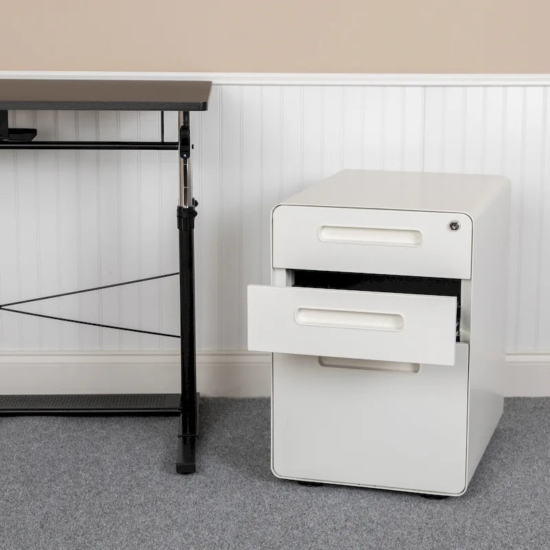 Classeur de rangement ergonomique mobile verrouillable à 3 tiroirs