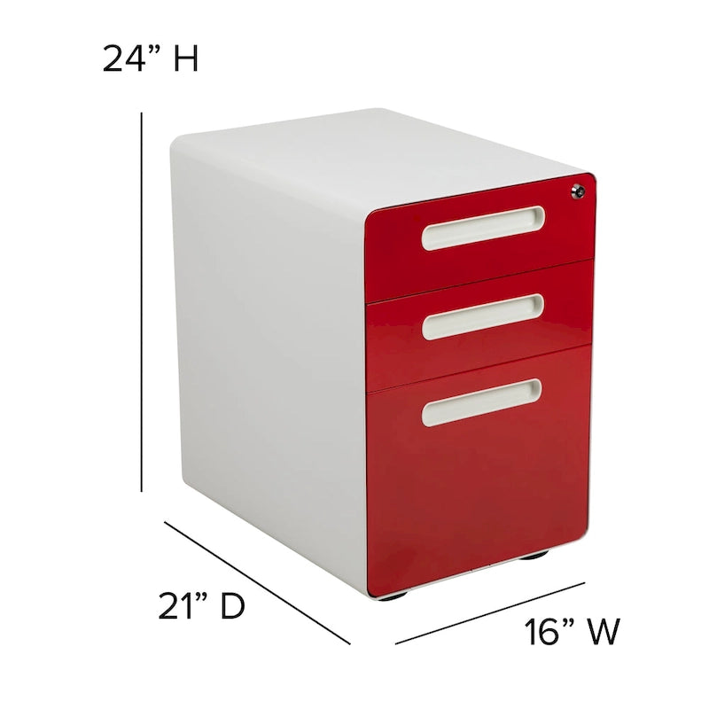 Classeur de rangement ergonomique mobile verrouillable à 3 tiroirs
