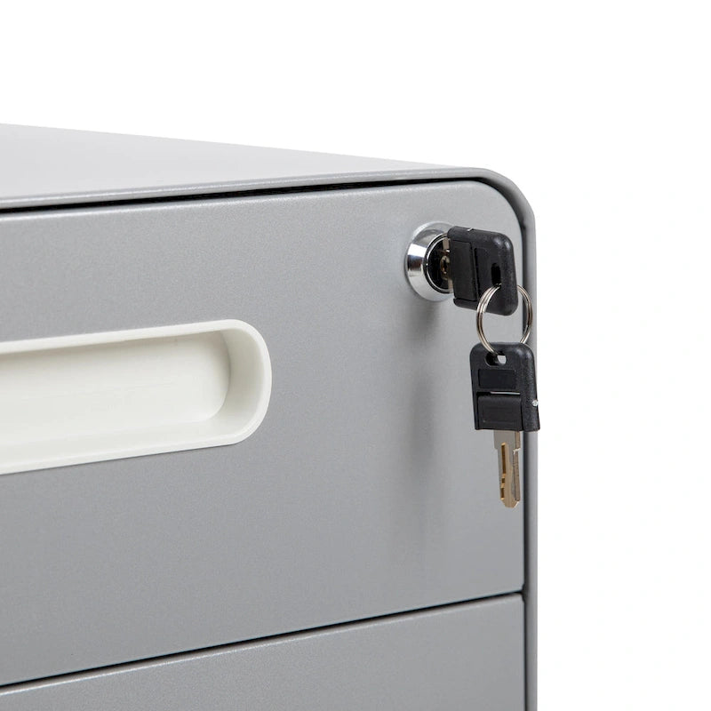Ergonomic 3-Drawer Mobile Locking Filing Cabinet Storage Organizer