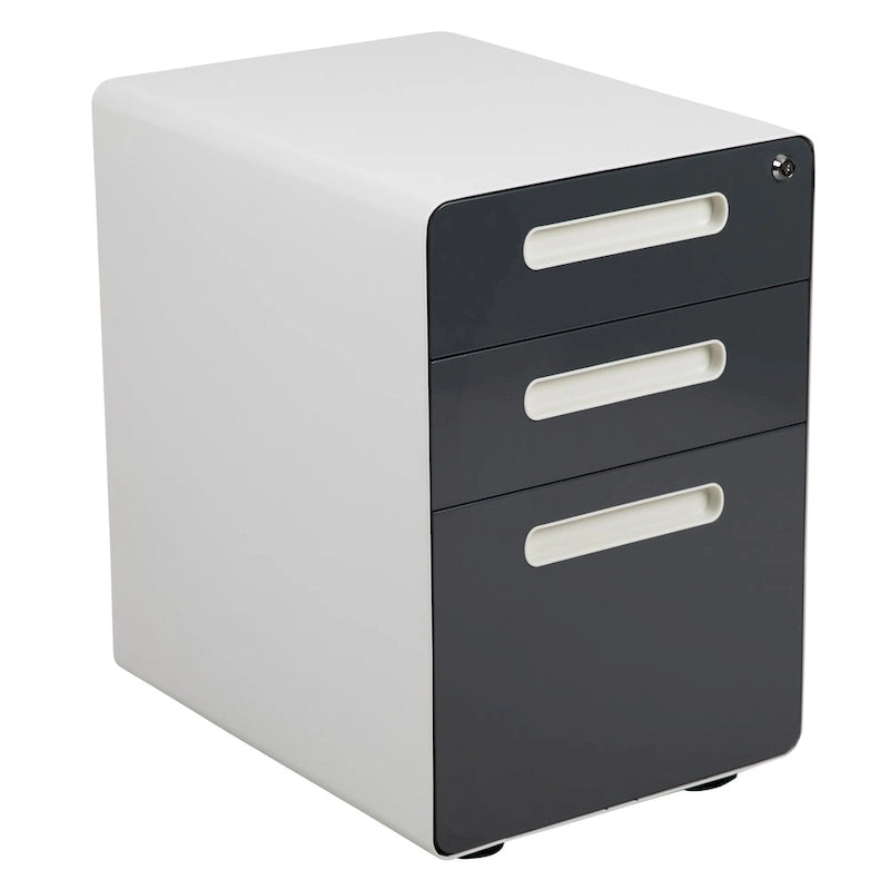 Ergonomic 3-Drawer Mobile Locking Filing Cabinet Storage Organizer