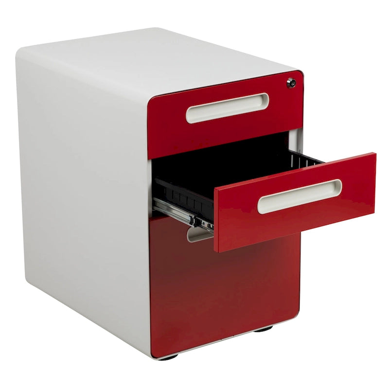 Ergonomic 3-Drawer Mobile Locking Filing Cabinet Storage Organizer