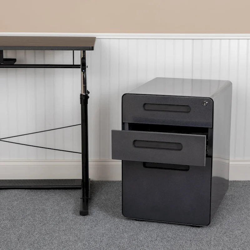 Ergonomic 3-Drawer Mobile Locking Filing Cabinet Storage Organizer