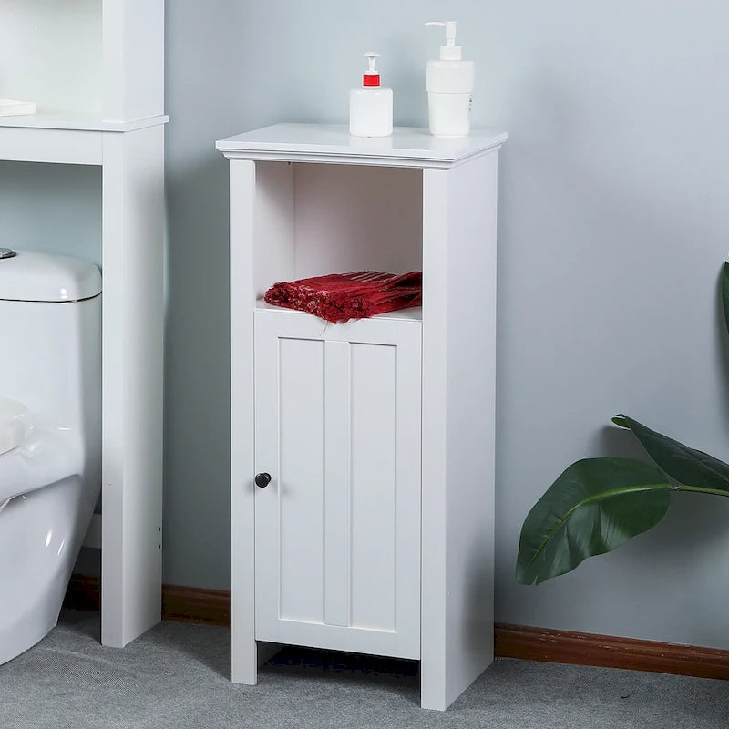White Wood Space-saving Bathroom Storage Cabinet